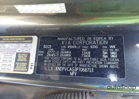 2023 Kia Sportage Hybrid Ex from USA, damaged, VIN KNDPVCAG3P7068713